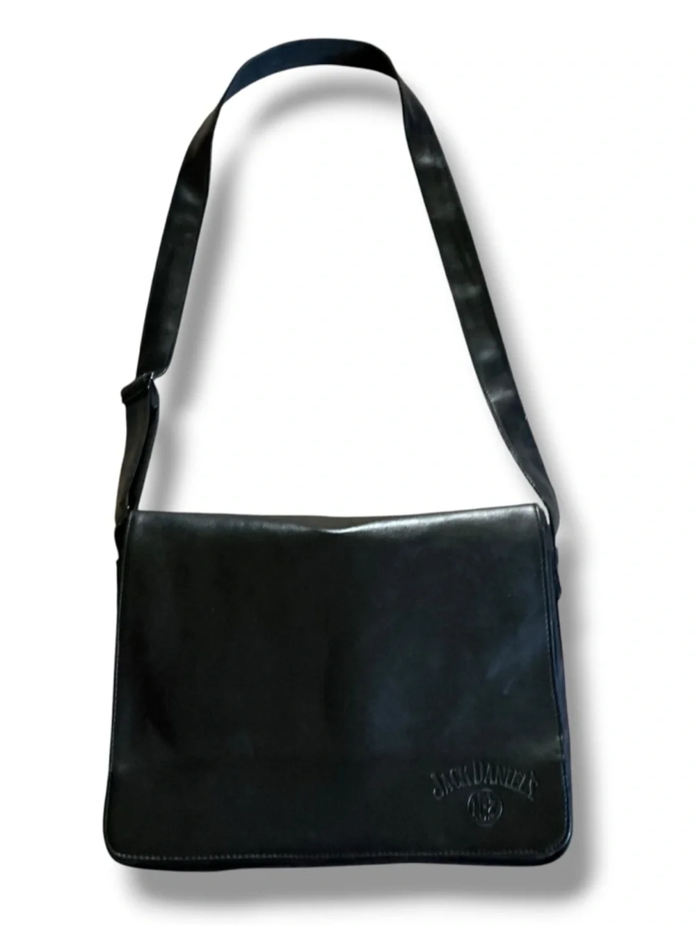 Jack Daniels Black Leather Messenger Satchel